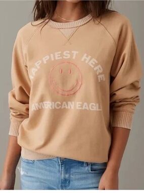 American Eagle Outfitters Tan Crewneck Sweatshirt